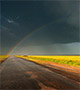 Rainbow over a road