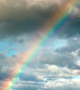 Rainbow in the clouds.