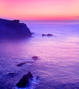 Sunrise from high above the ocean.